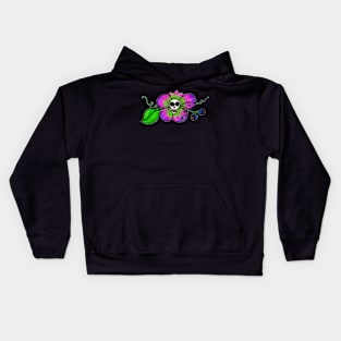 Skull Flower and Blueberries Kids Hoodie